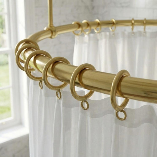 Round Brass Shower Curtain Rail: Ceiling & Wall Mounted Circular Bathroom Rod