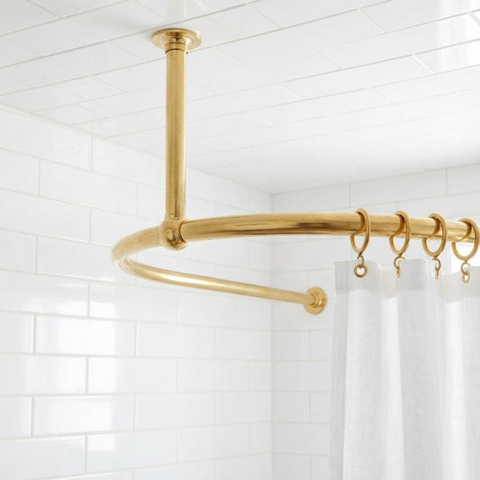 Brass U-Shaped Ceiling Curtain Rail: Dressing Room Fitting Rod for Clothing Shops & Bathrooms