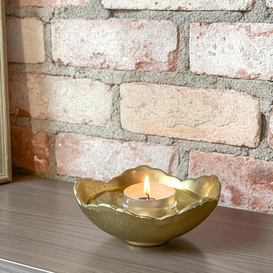 Brass Tealight Candle Holder – Unlacquered Solid Bowl for Jewelry & Decor